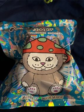Ripndip Brown Cat Plush with Red and Green Mushroom Hat Mushy Nermiee